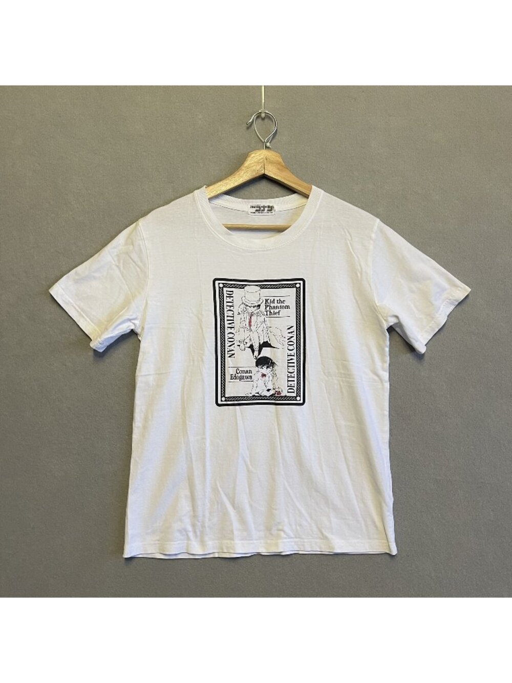 Detective Conan White Graphic T-Shirt Kaitou Kid & Conan Edogawa Anime Manga M